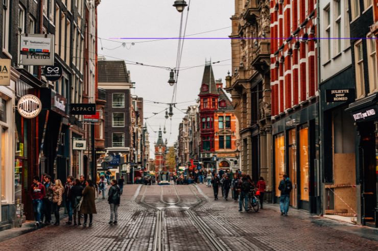 Shopping street in Amsterdam